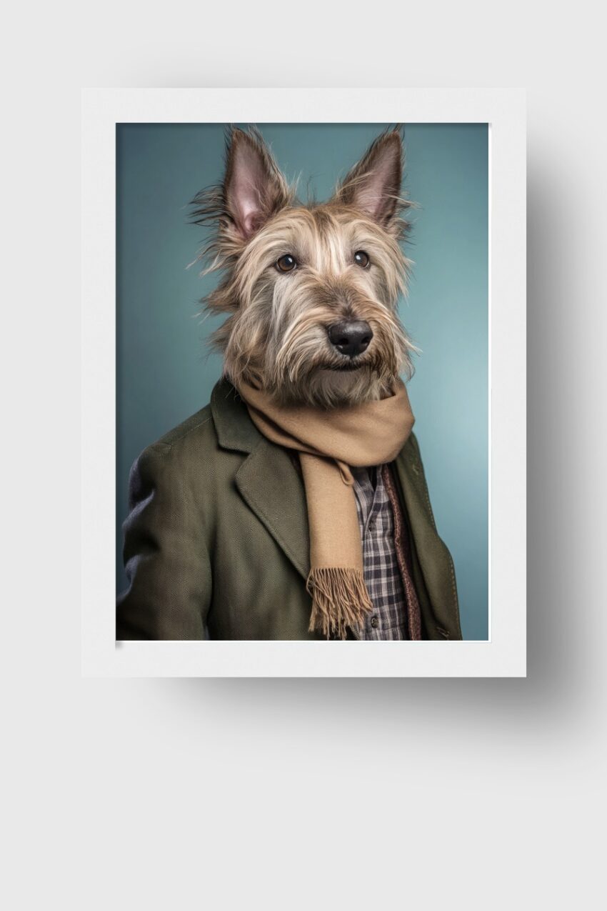 Fotografie Poster Hund Schal Mantel blau