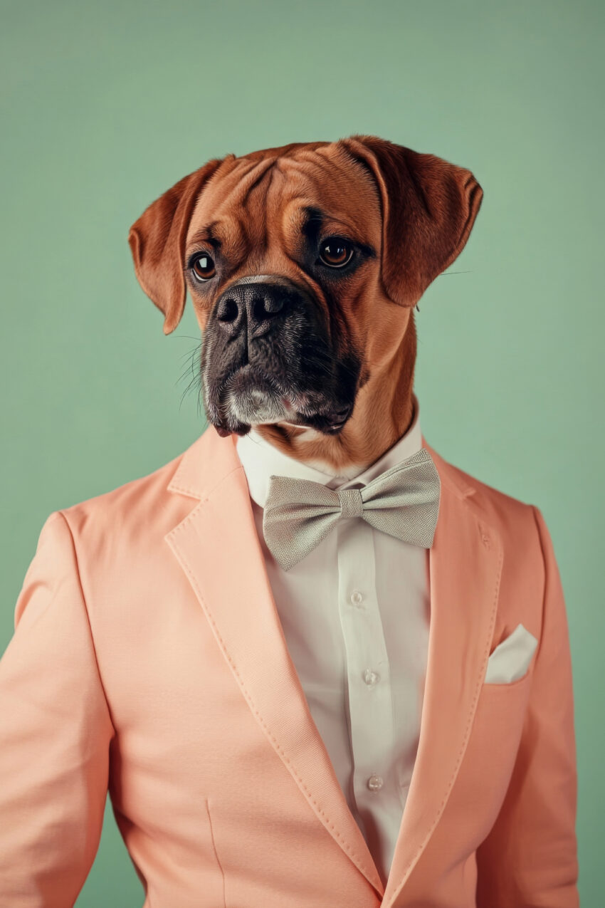 Fotografie Poster Hund Anzug Fliege braun