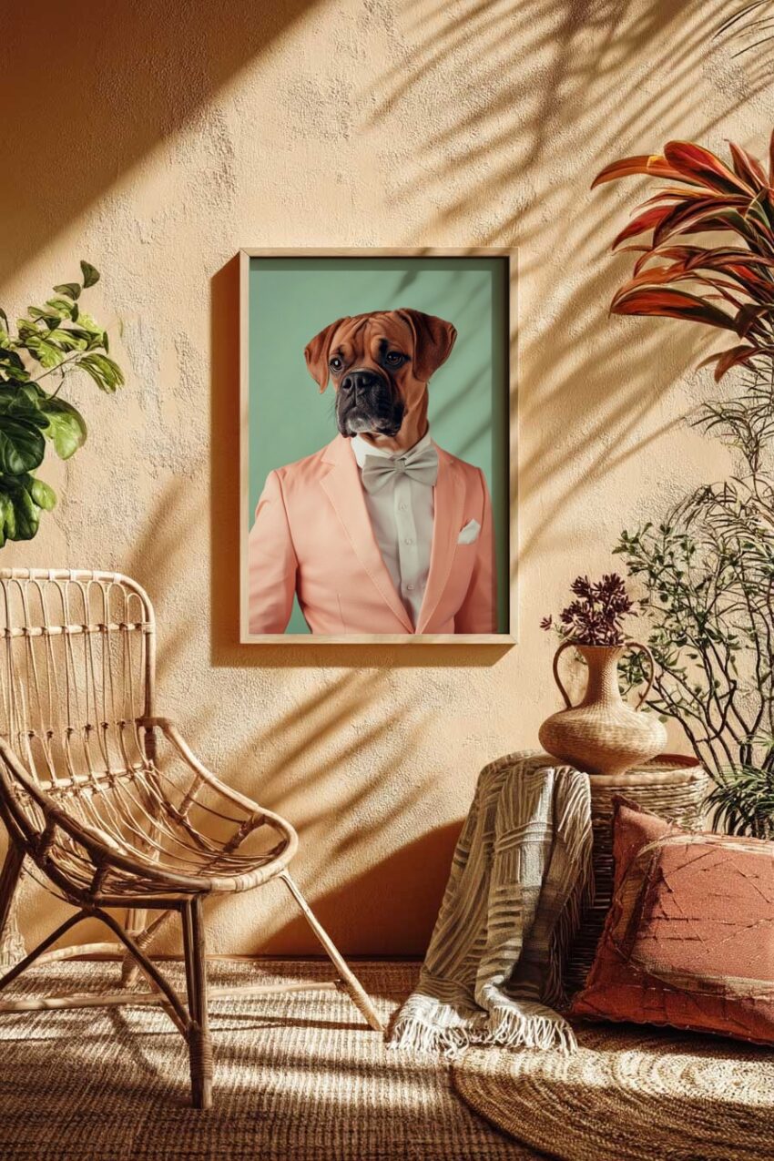Fotografie Poster Hund Anzug Fliege braun