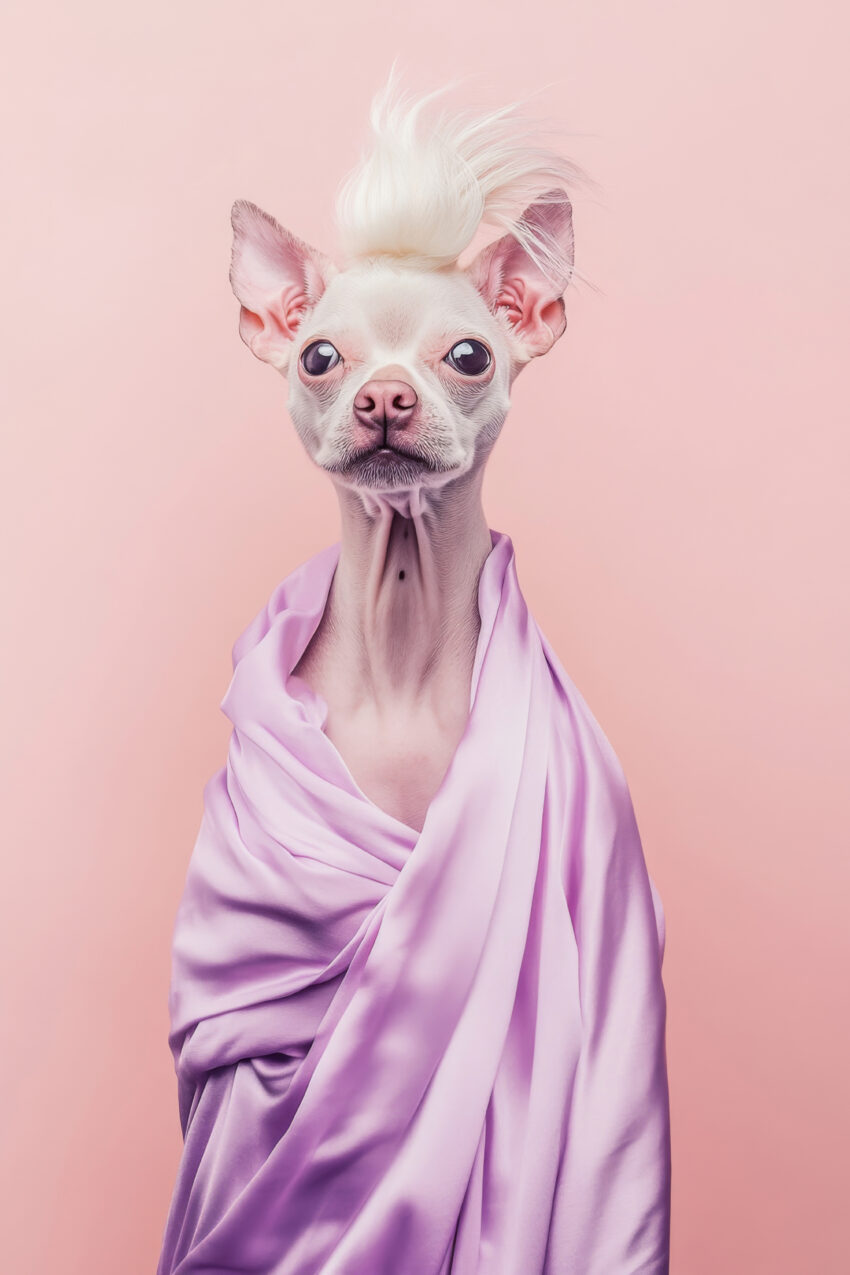 Fotografie Poster Chihuahua zart weiß lila