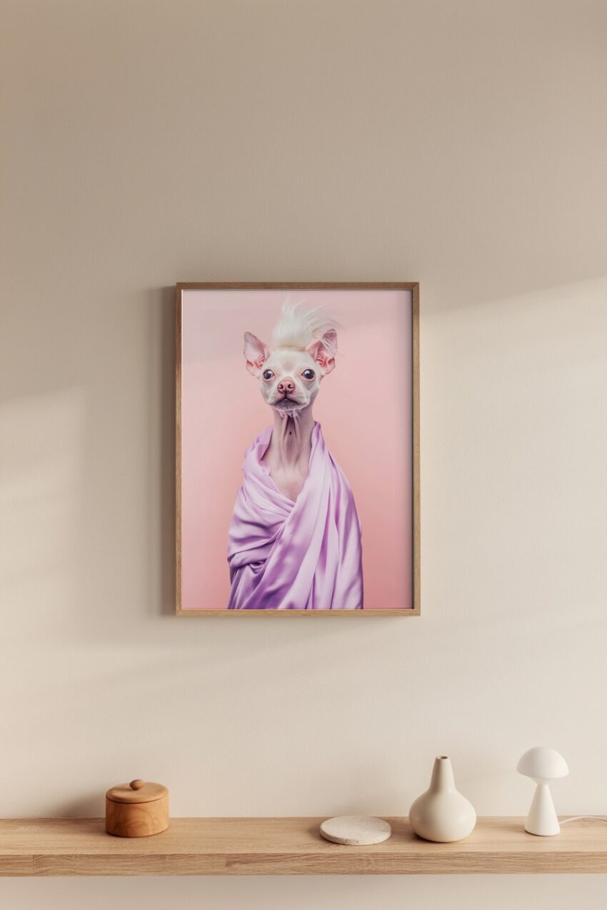 Fotografie Poster Chihuahua zart weiß lila
