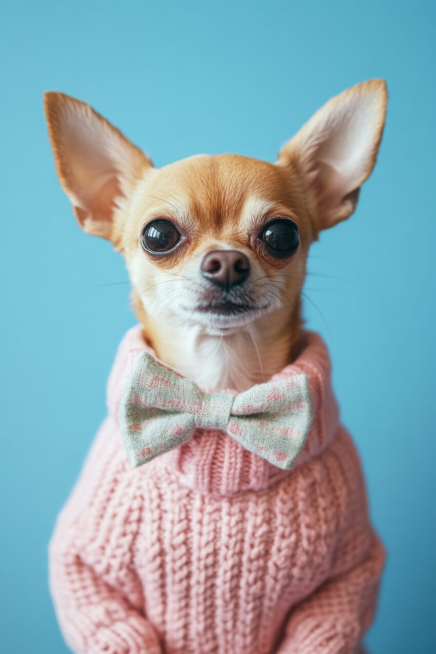 Fotografie Poster Chihuahua klar direkt hellblau