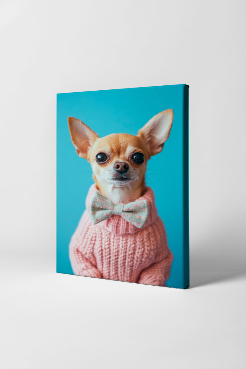 Fotografie Poster Chihuahua klar direkt hellblau