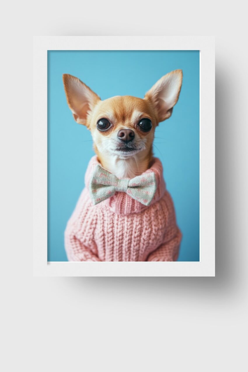 Fotografie Poster Chihuahua klar direkt hellblau