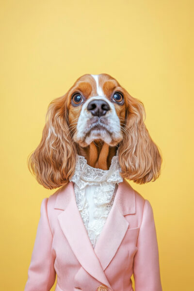 Hund im Rosa Blazer Poster
