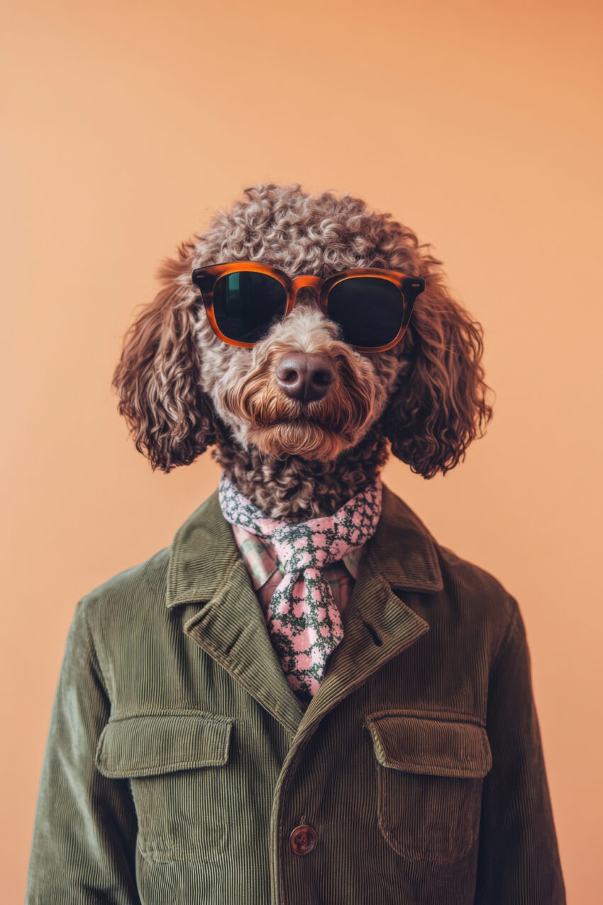 Fotografie Poster Hund Pudel Sonnenbrille Krawatte