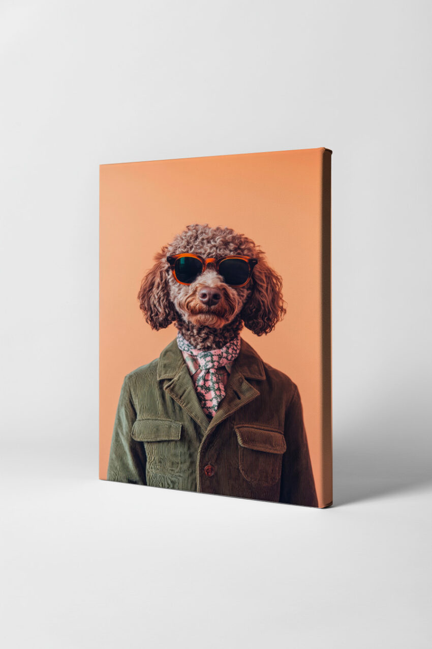 Fotografie Poster Hund Pudel Sonnenbrille Krawatte