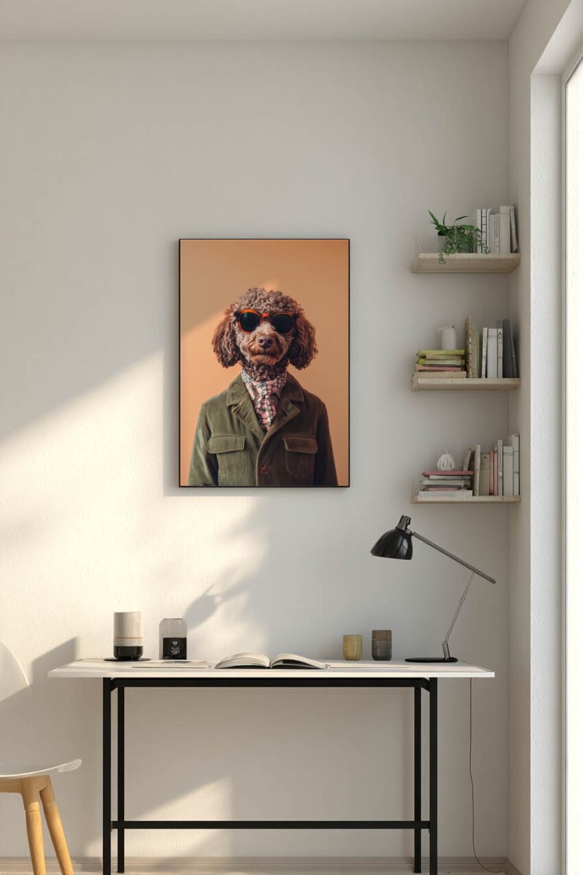 Fotografie Poster Hund Pudel Sonnenbrille Krawatte