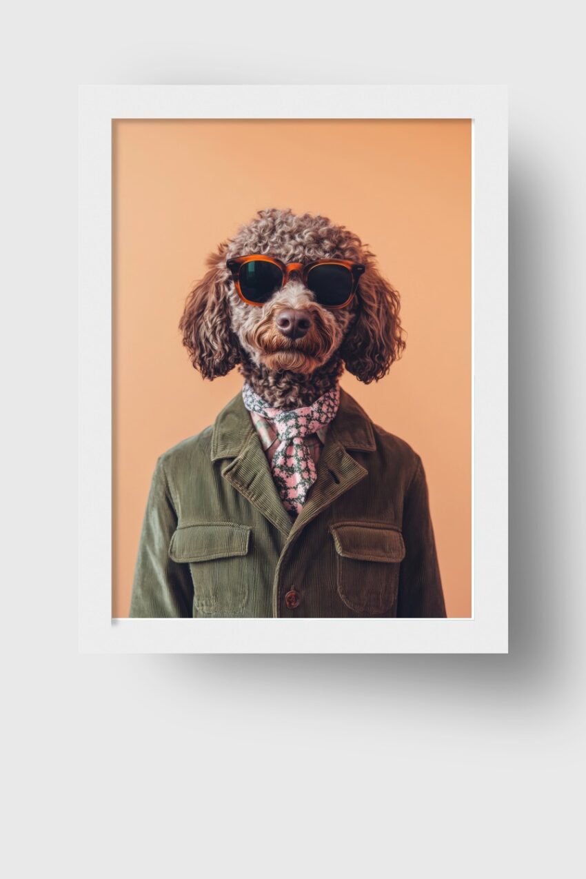 Fotografie Poster Hund Pudel Sonnenbrille Krawatte