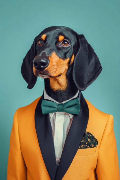 Hund Smoking Grün Gerahmt
