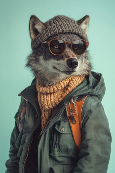 Wolf mit Sonnenbrille Poster