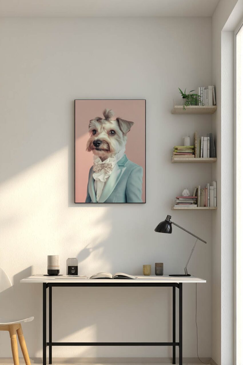 Fotografie Poster Hund Portrait blau elegant