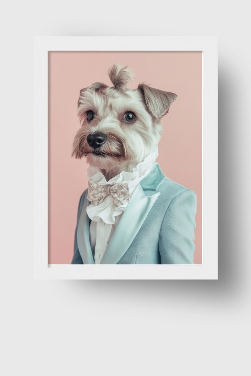 Fotografie Poster Hund Portrait blau elegant