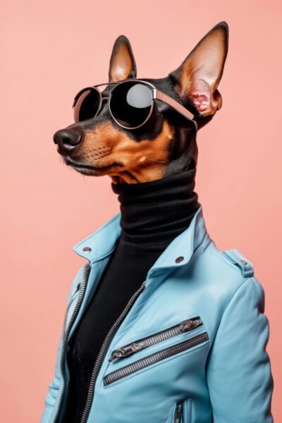 Hund mit Sonnenbrille Gerahmt