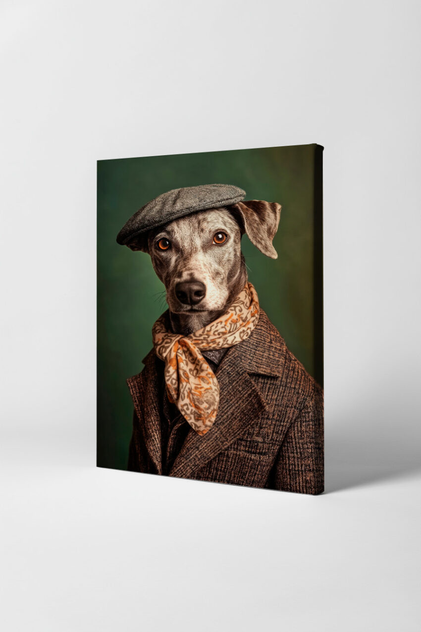 Fotografie Poster Hund Anzug Schal braun gemustert