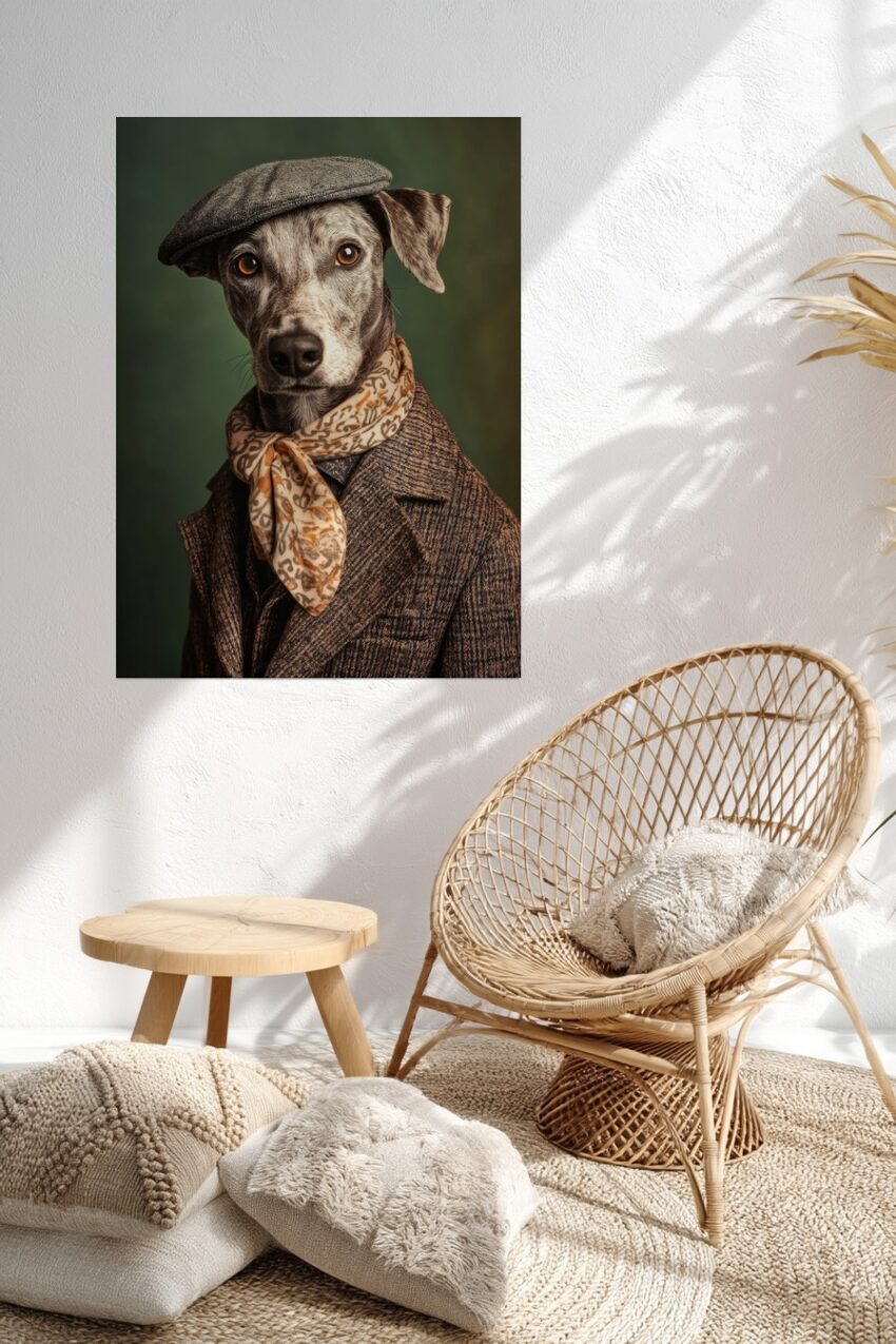 Fotografie Poster Hund Anzug Schal braun gemustert