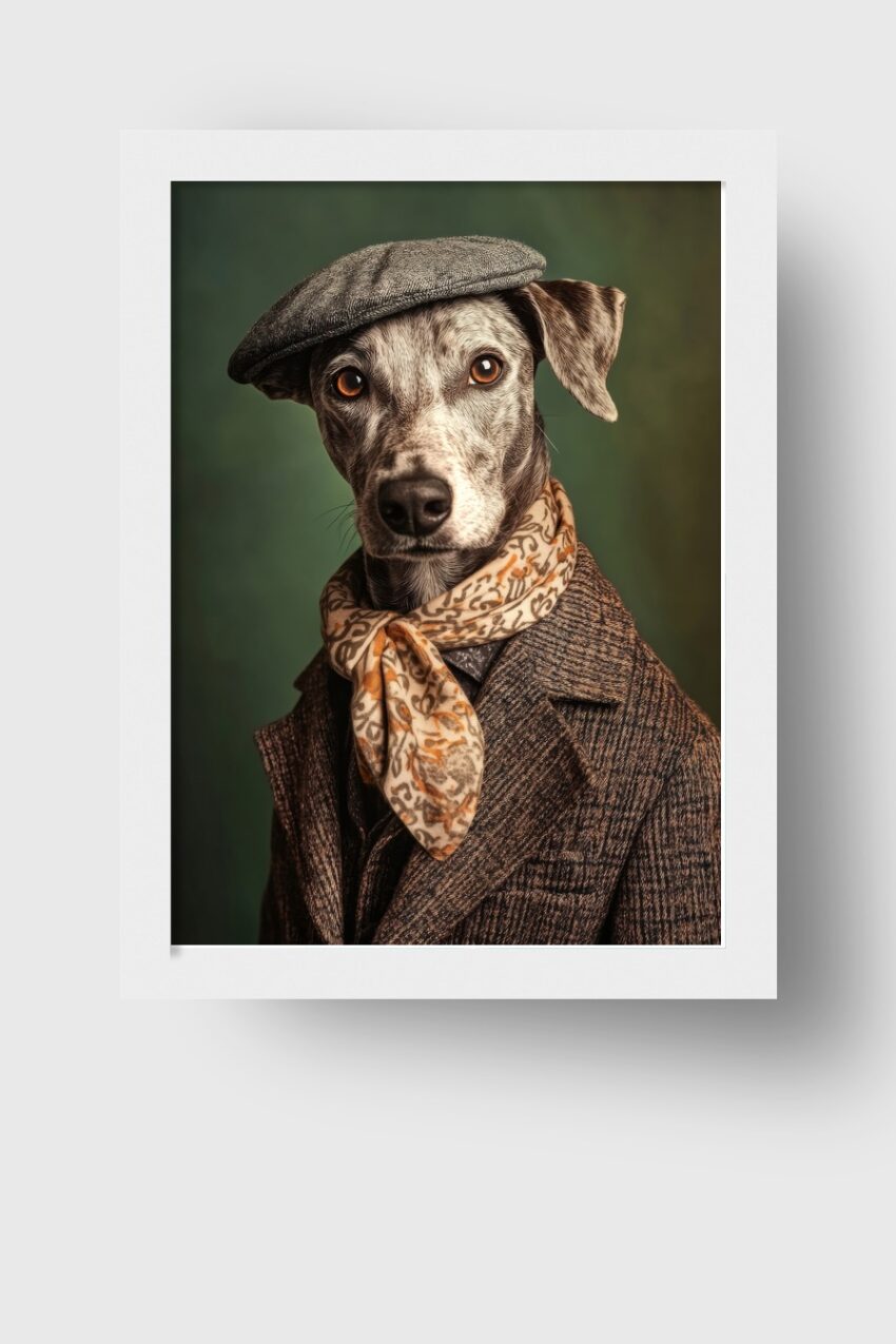 Fotografie Poster Hund Anzug Schal braun gemustert