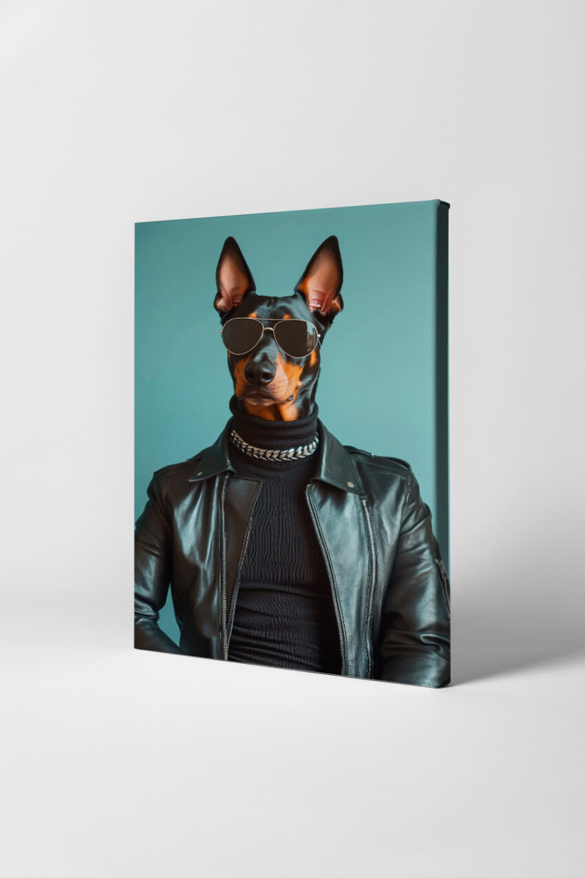 Fotografie Poster Dobermann Sonnenbrille schwarz urban