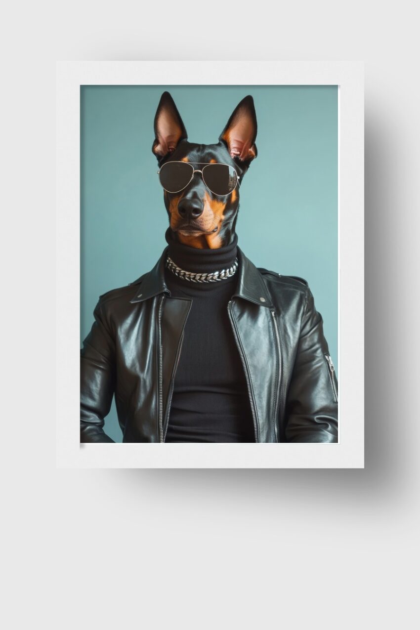 Fotografie Poster Dobermann Sonnenbrille schwarz urban