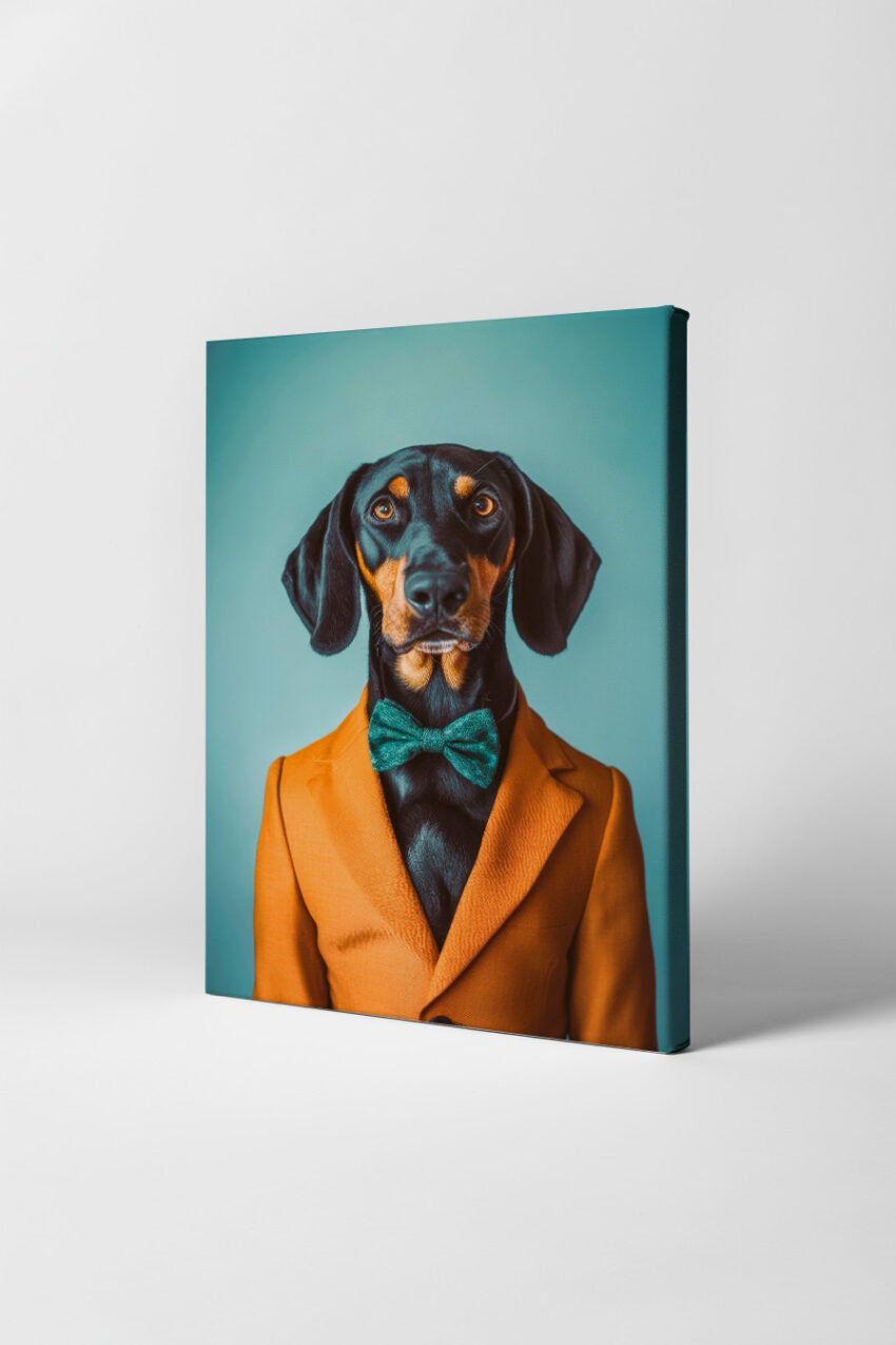 Fotografie Poster Dobermann Fliege elegant orange