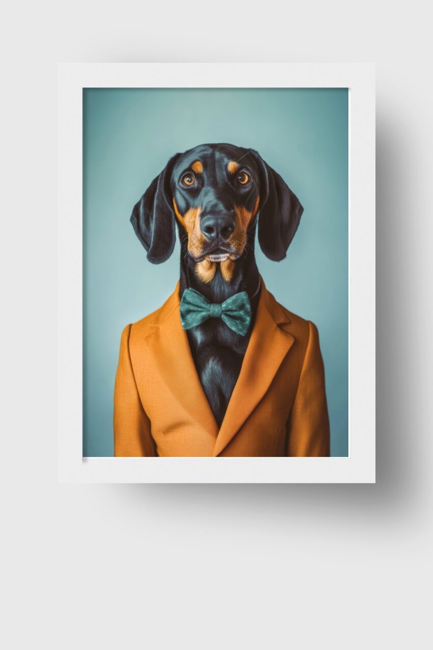 Fotografie Poster Dobermann Fliege elegant orange