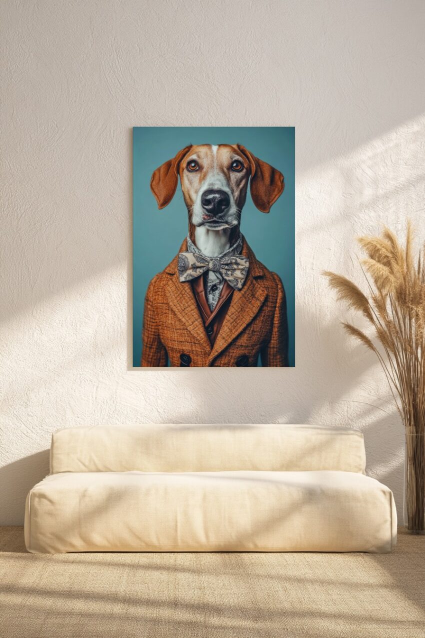 Fotografie Poster Hund Fliege braun beige