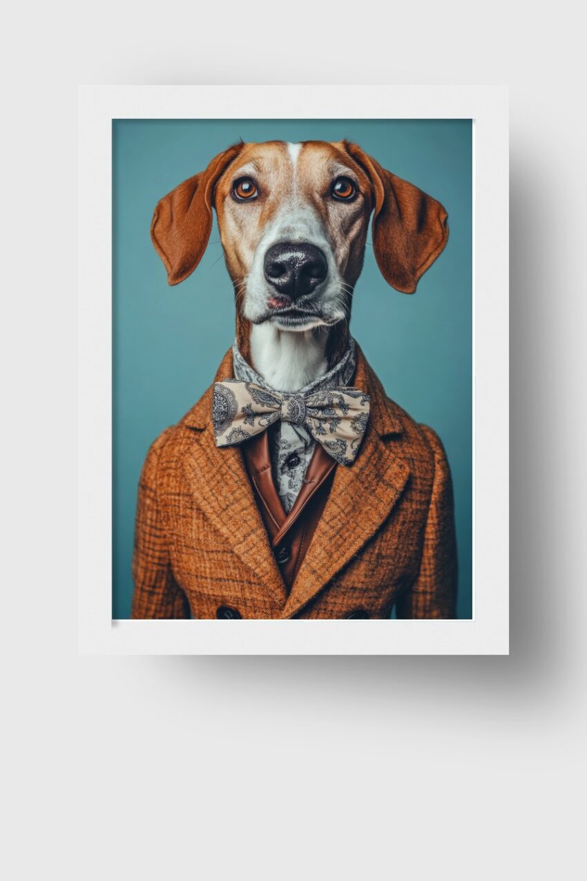Fotografie Poster Hund Fliege braun beige