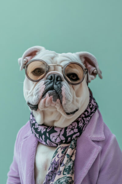 Bulldogge mit Brille Poster