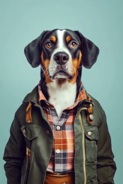 Hund Jacke Karohemd Poster