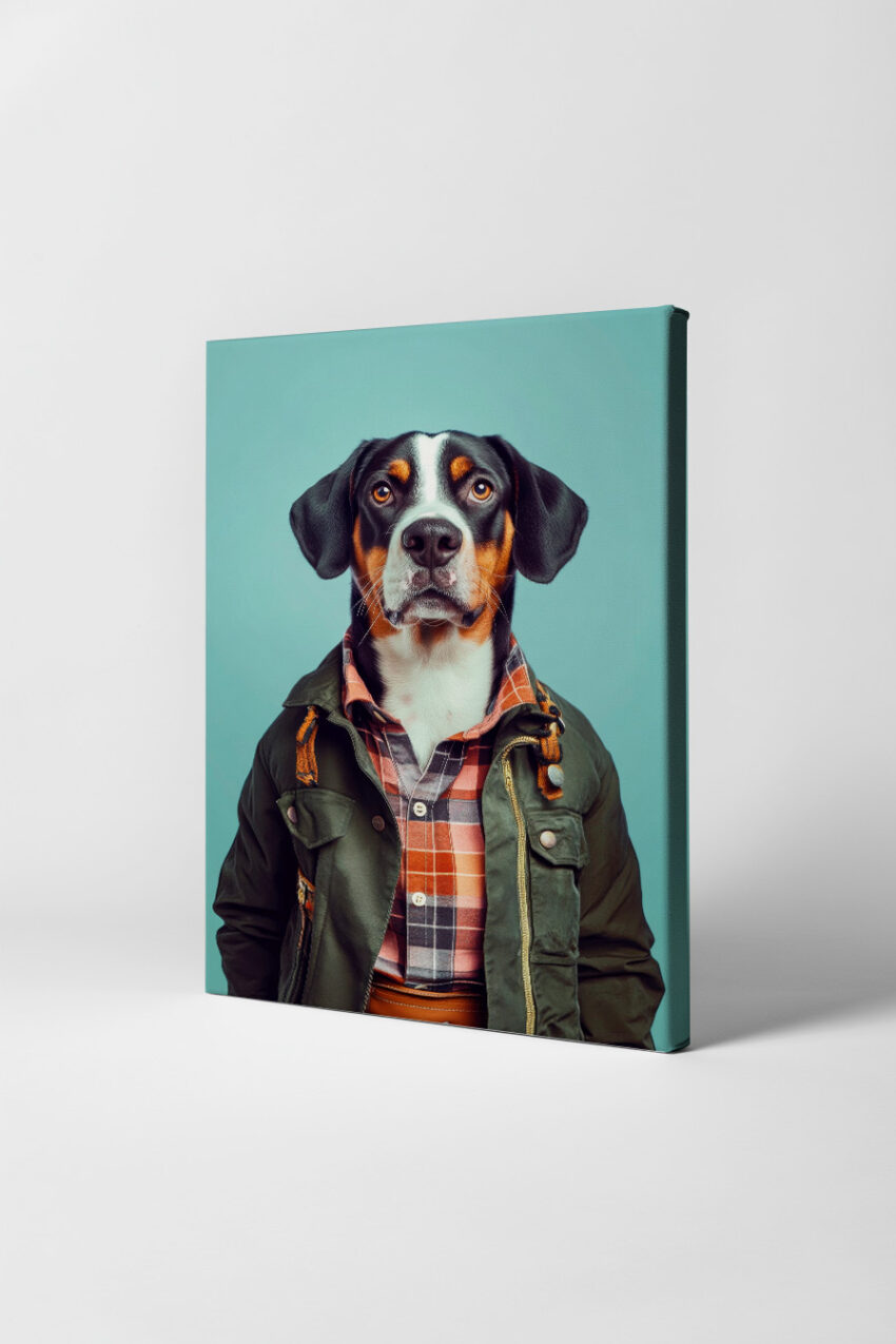 Fotografie Poster Hund Jacke Karohemd ruhig