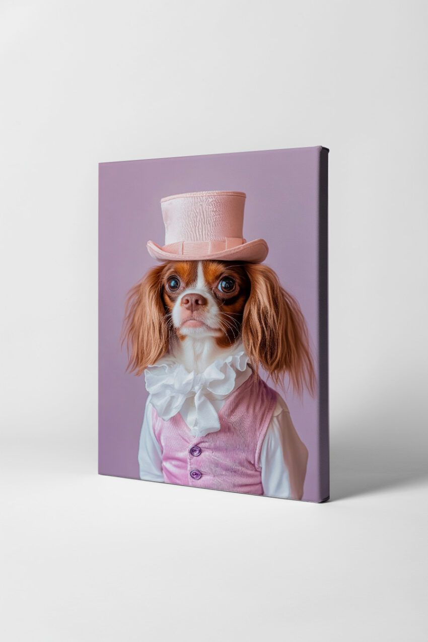 Fotografie Poster Hund Zylinder rosa detail elegant