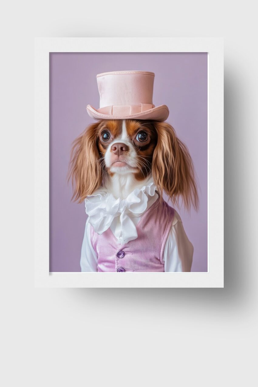 Fotografie Poster Hund Zylinder rosa detail elegant