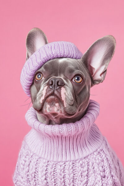 Bulldogge Strickmütze Detail Poster