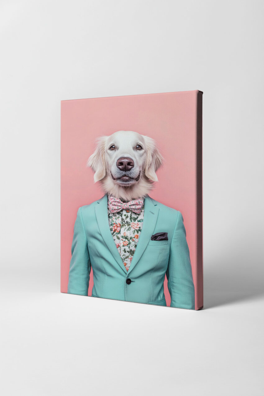 Fotografie Poster Golden Retriever elegant floral pastell