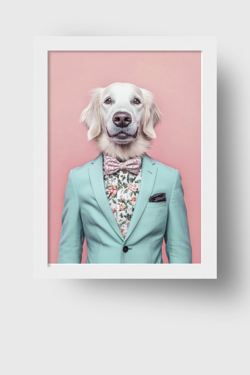 Fotografie Poster Golden Retriever elegant floral pastell