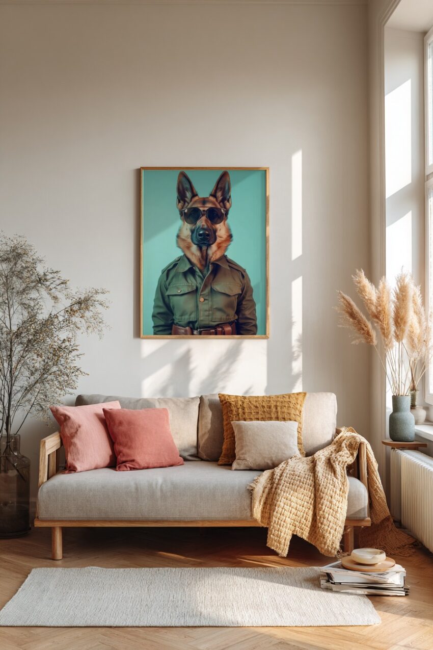 Fotografie Poster Schäferhund Sonnenbrille militärisch