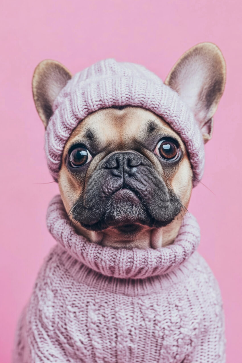 Fotografie Poster Hund Strickpullover rosa Portrait