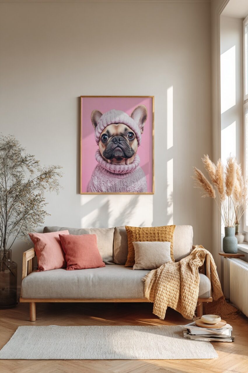 Fotografie Poster Hund Strickpullover rosa Portrait