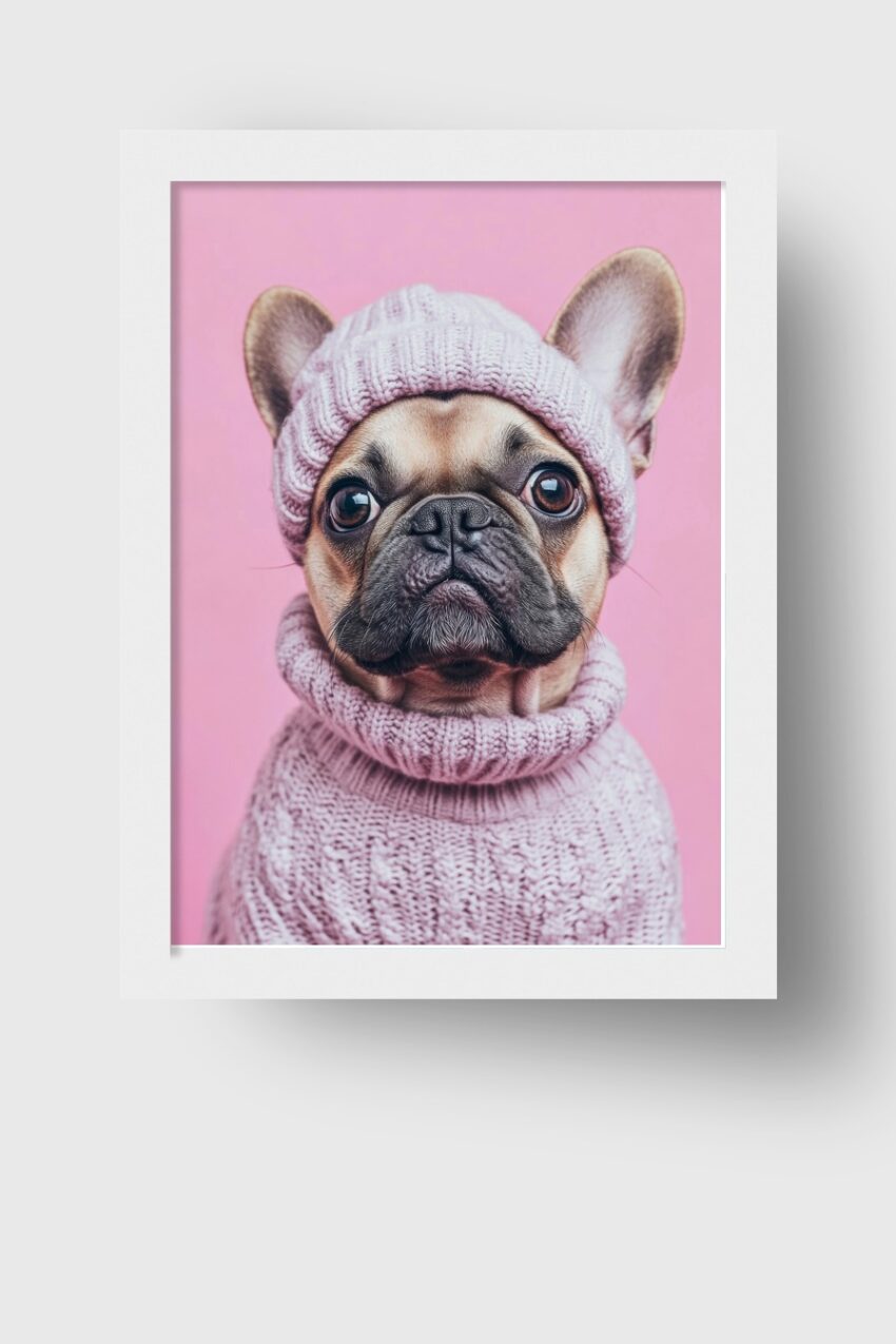 Fotografie Poster Hund Strickpullover rosa Portrait