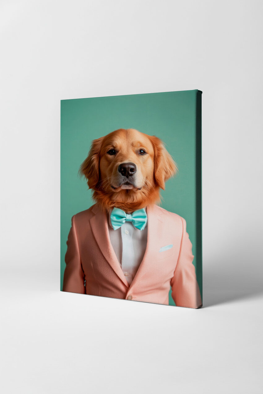 Fotografie Poster Hund Fliege Hellblau Pastell
