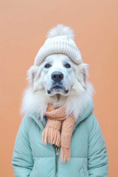 Hund mit Winterjacke Poster