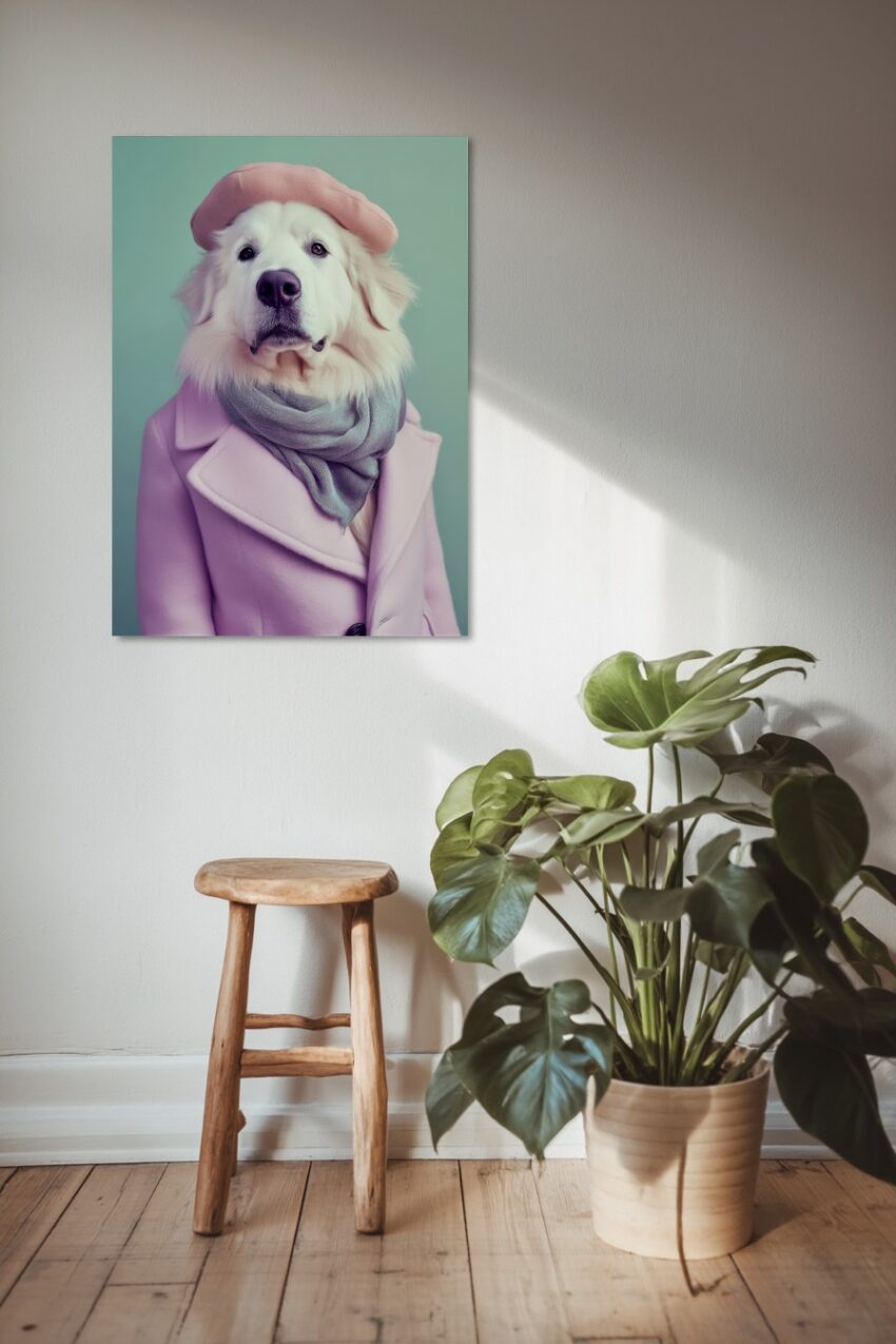 Fotografie Poster Hund weiß Modeaccessoires Mode elegant