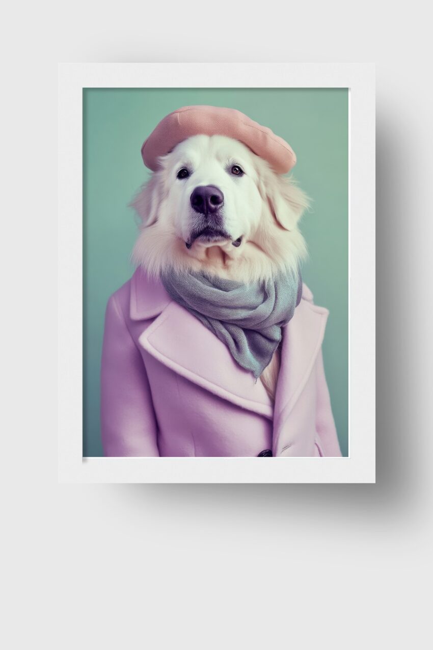 Fotografie Poster Hund weiß Modeaccessoires Mode elegant