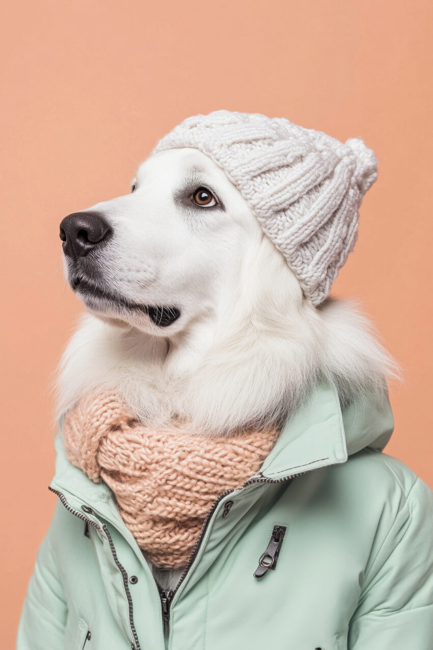 Hund mit Wintermütze Gerahmt