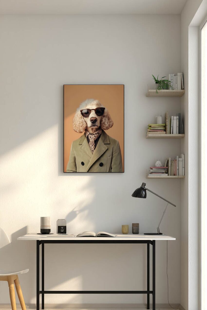 Fotografie Poster Pudel Sonnenbrille stilvoll modern beige