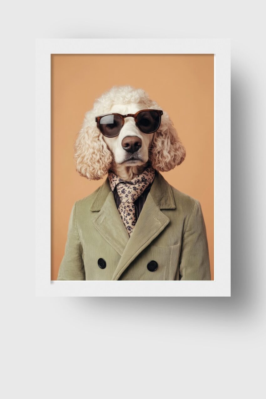 Fotografie Poster Pudel Sonnenbrille stilvoll modern beige