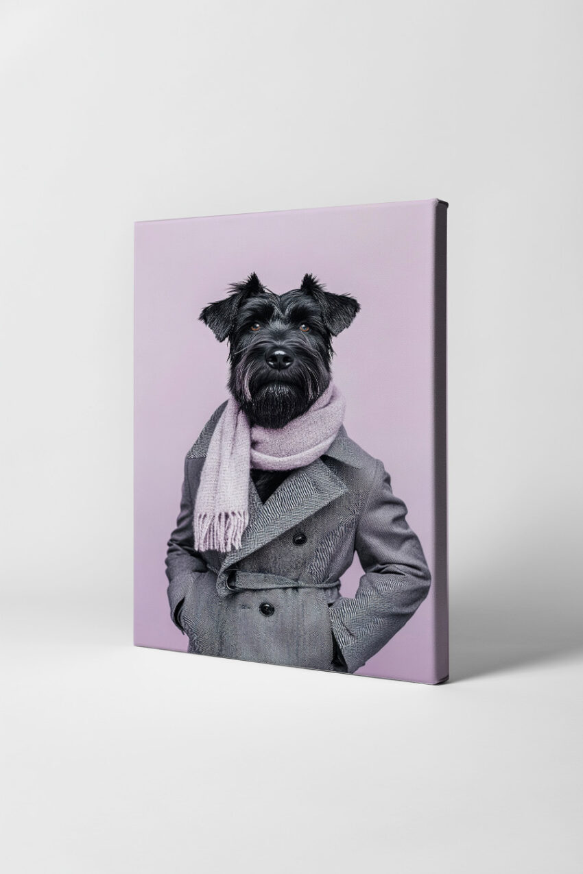 Fotografie Poster Hund Mantel Schal schwarz grau