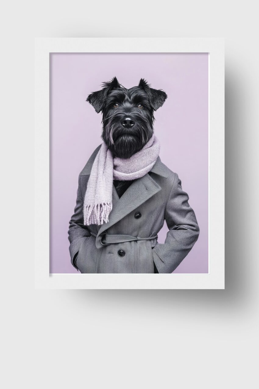Fotografie Poster Hund Mantel Schal schwarz grau