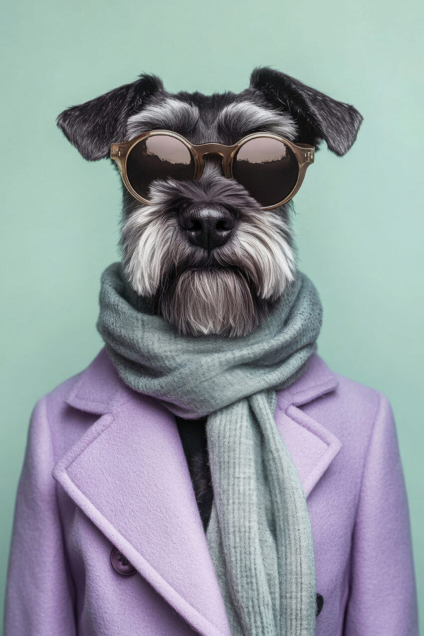 Fotografie Poster Schnauzer mit Brille stylisch elegant