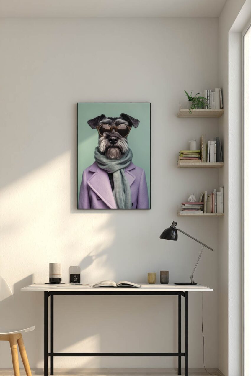 Fotografie Poster Schnauzer mit Brille stylisch elegant